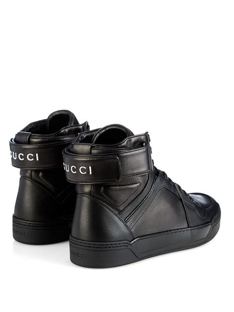 gucci high top black outs|high top gucci sneakers black.